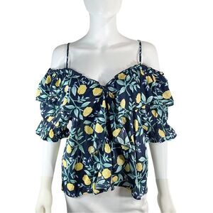 Love Riche Floral Blouse Cold Shoulder Ruffle Coquette Print